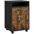 Caisson de bureau à roulettes avec tiroir placard niche pour documents et dossier suspendu 40 x 35 x 60 cm brun rustique-0