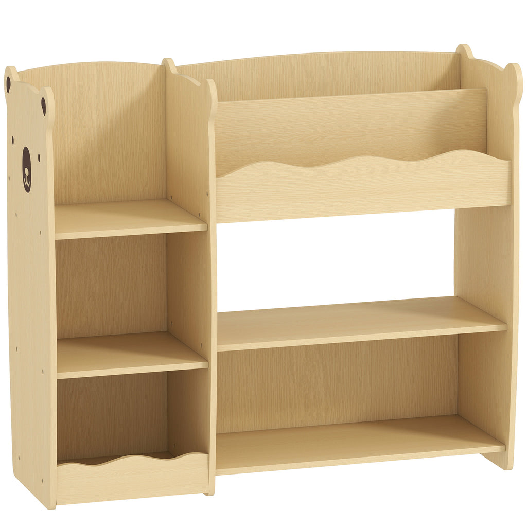Meuble rangement enfant 3 niveaux, étagère de rangement pour jouets enfants avec étagères ouvertes, 92x29x79cm, naturel-0