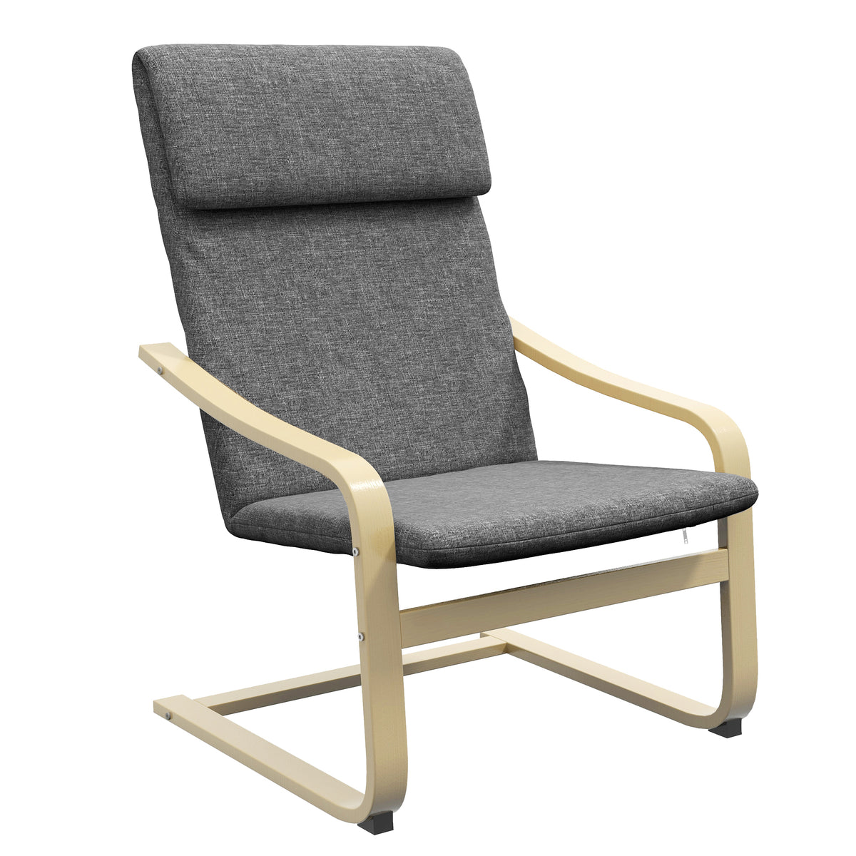 Fauteuil de salon, fauteuil chambre avec accoudoirs incurvés, coussin, tissu aspect lin, 65 x 79 x 98 cm, gris-0