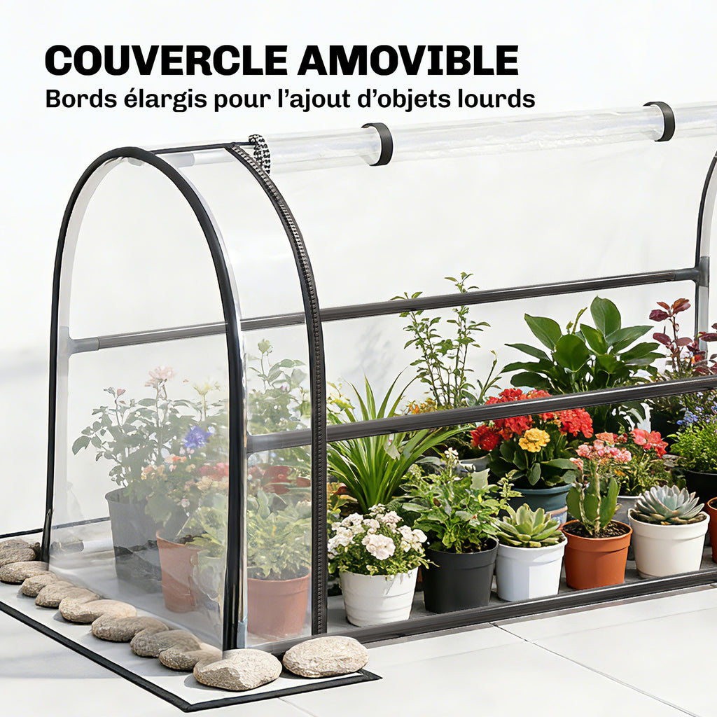 Potager sur Pieds avec Serre Rabattable, Jardinière Surélevée en Métal avec Trou de Drainage, 100 x 49 x 136 noir-4