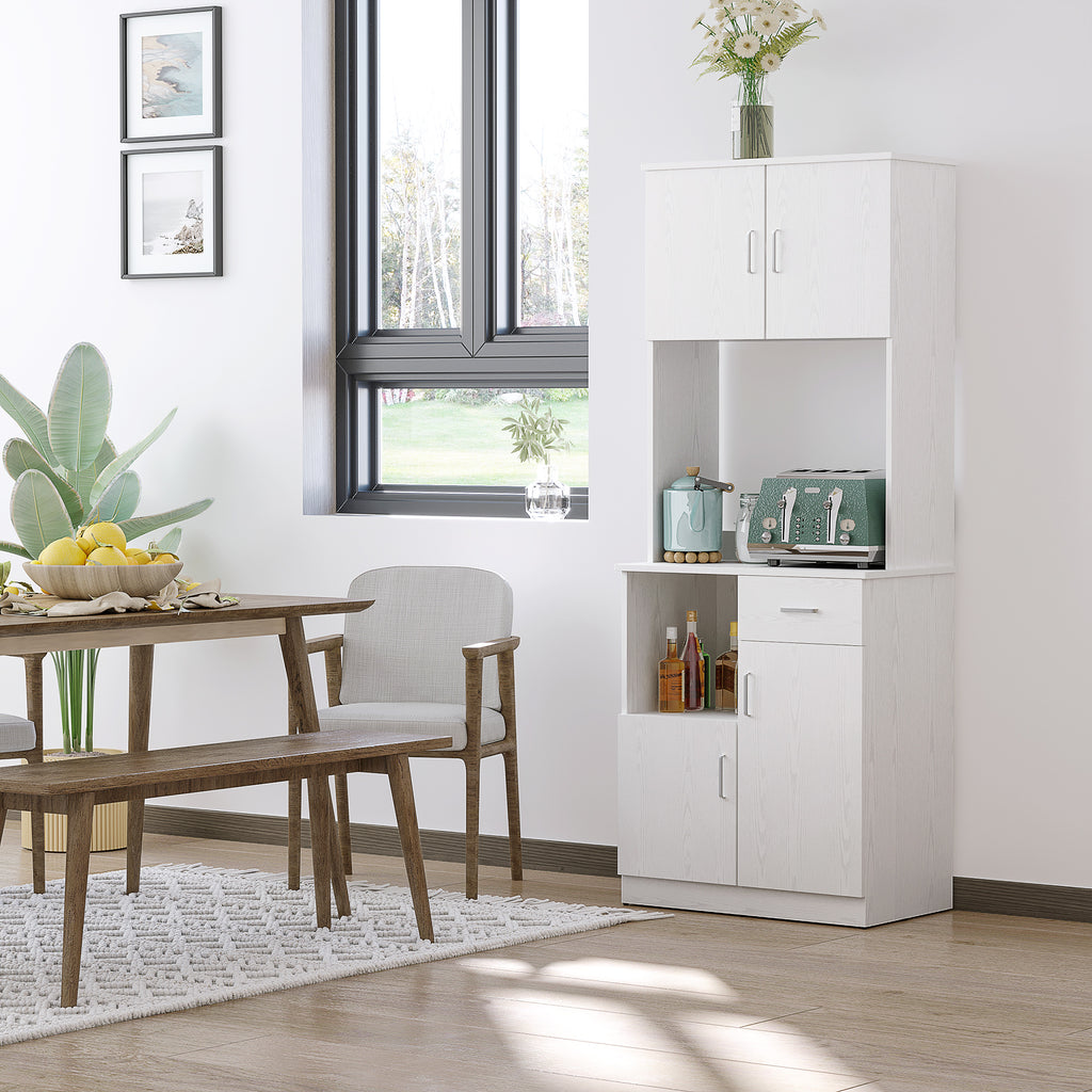 Buffet de cuisine armoire de cuisine multi-rangements 4 portes 1 tiroirs étagère + grand plateau blanc-8
