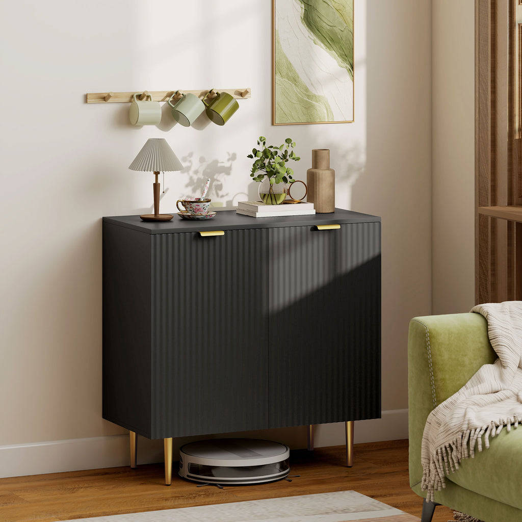 Buffet cuisine meuble de rangement avec 2 portes étagère réglable pieds métalliques surélevés 80 x 40 x 80 cm noir-9