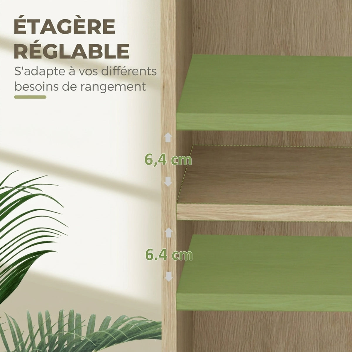 Bibliothèque étagère de rangement avec 3 compartiments et étagère réglable, 60 x 24 x 93 cm, bois naturel-3