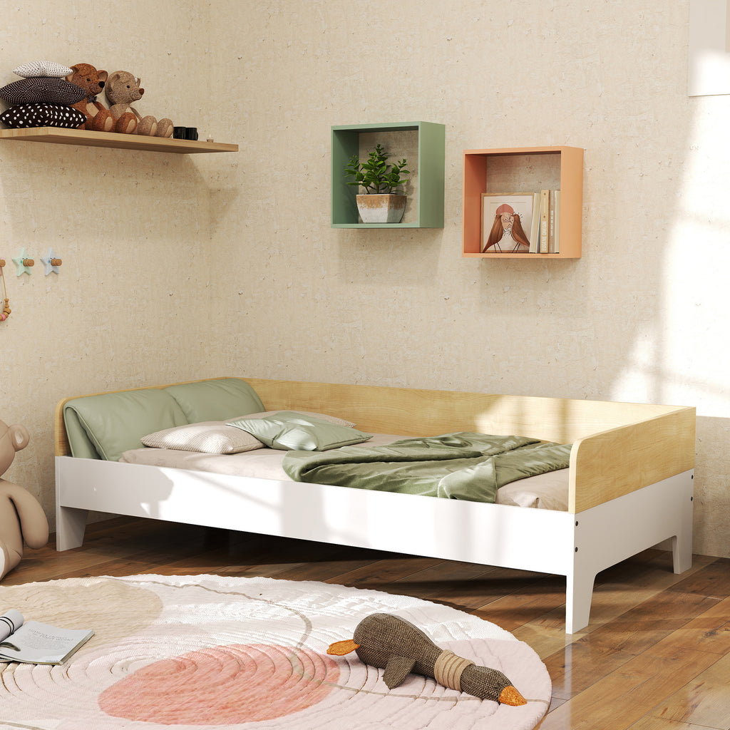 Lit enfant lit avec sommier à lattes avec panneaux latéraux élevés conception basse en bois 143,5 x 74 x 40 cm blanc-9