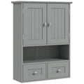 Armoire murale de salle de bain, armoire de toilette, avec portes, étagère, 2 tiroirs, 50,8l x 17,8P x 66H cm, gris-0
