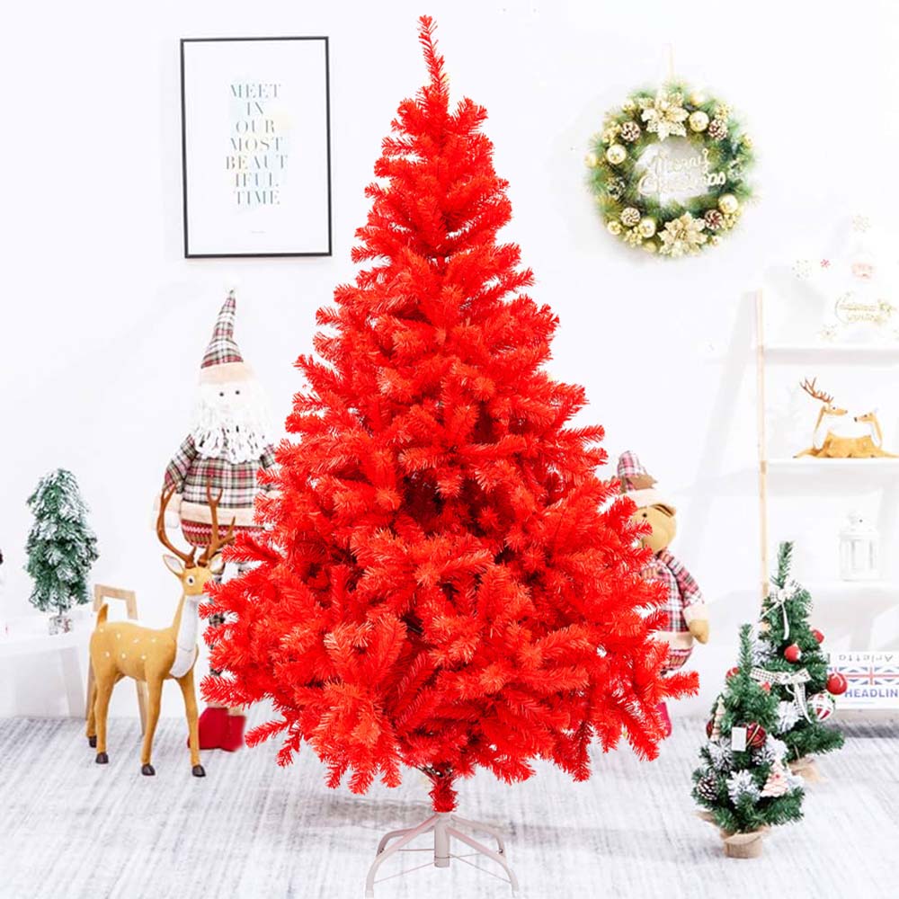 Albero di Natale artificiale rosso – 120 cm, 230 rami