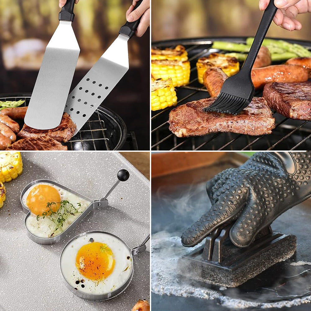 Set di accessori barbecue in acciaio inox – 134 pezzi