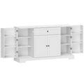 Buffet cuisine, meuble de rangement avec tiroir, 4 portes à fermeture douce, racks-porte et étagères réglables, blanc-0