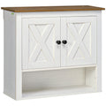 Armoire murale, armoire salle de bain avec placard à portess et compartiment ouvert, dim. 60 x 19,5 x 52,5 cm, blanc-0