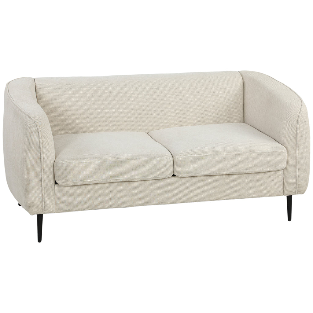 Canapé 2 places en velours, canapé de salon moderne 160 cm, assise large rembourrée, coussin épais à ressorts, beige-0