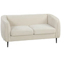 Canapé 2 places en velours, canapé de salon moderne 160 cm, assise large rembourrée, coussin épais à ressorts, beige-0