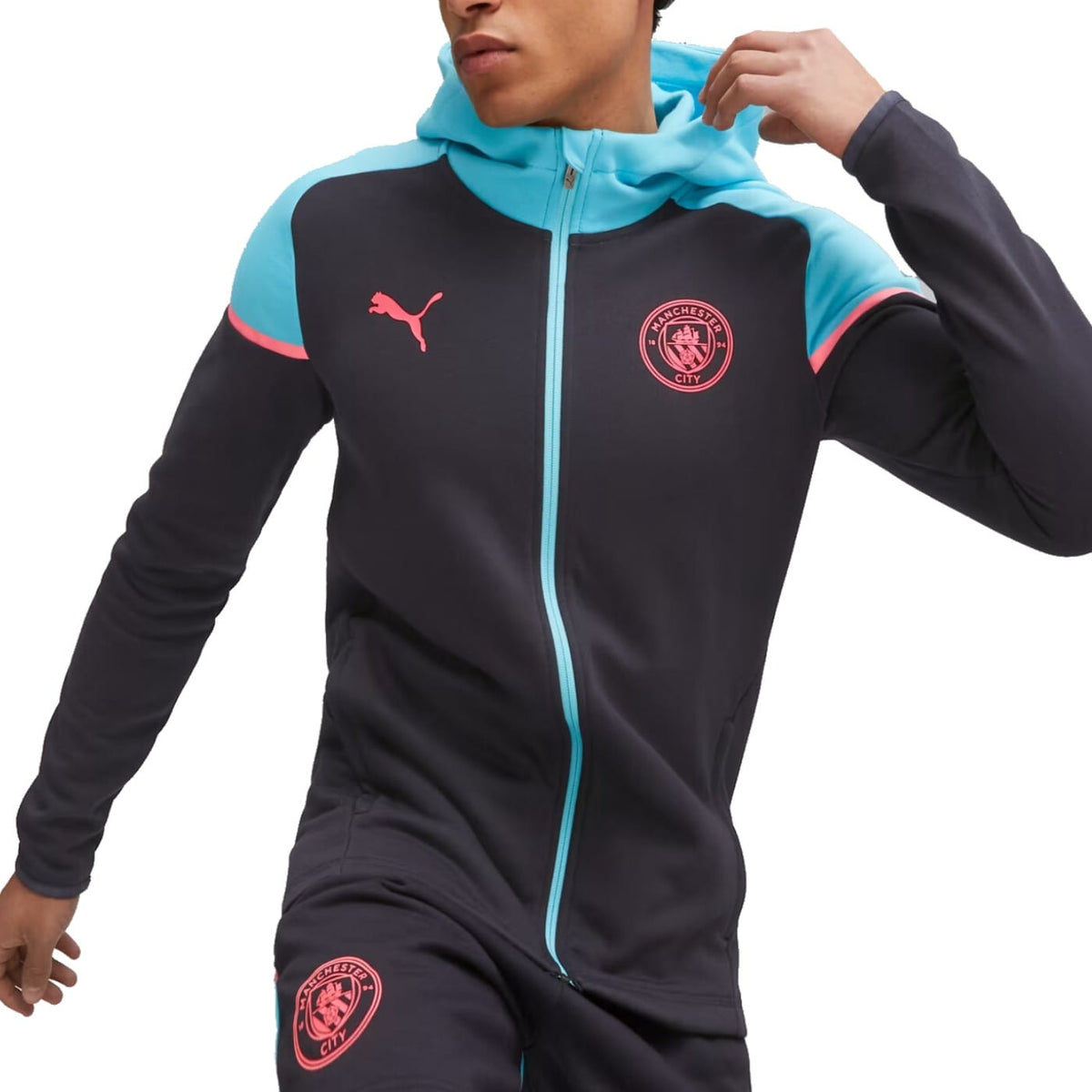 Manchester City black Casual hooded presentation tracksuit 2023/24 - Puma-0