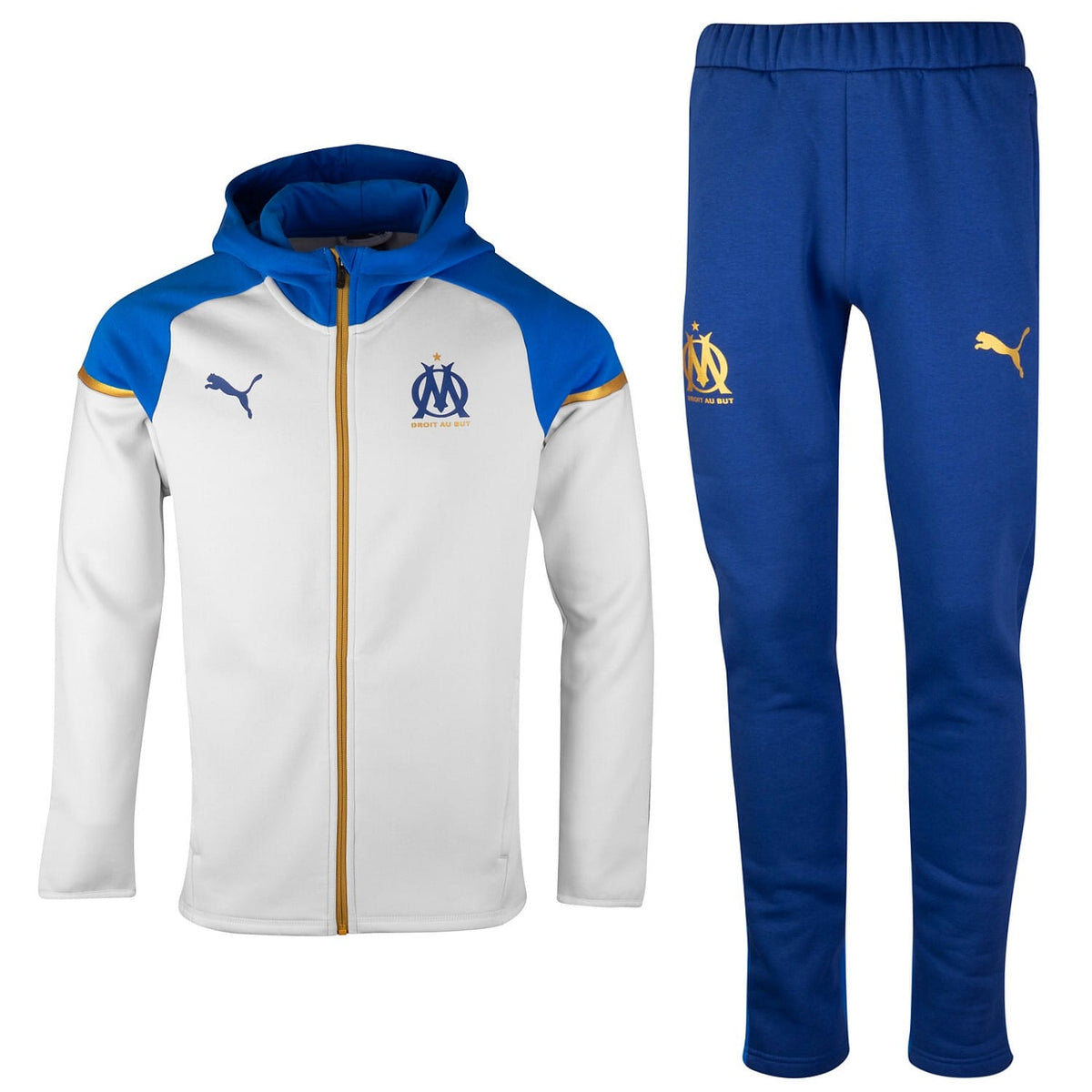 Olympique Marseille white/blue Casual hooded presentation tracksuit 2023/24 - Puma-0