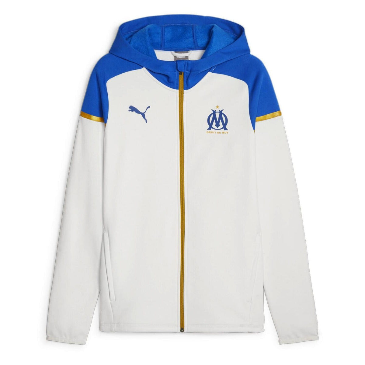 Olympique Marseille white/blue Casual hooded presentation tracksuit 2023/24 - Puma-1