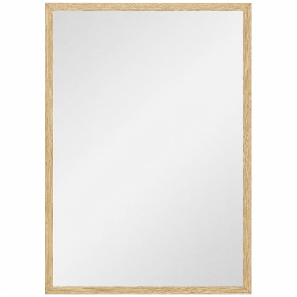 Miroir mural rectangulaire 60 x 40 cm, cadre en bois naturel, idéal pour la salle de bain, salon ou chambre-0