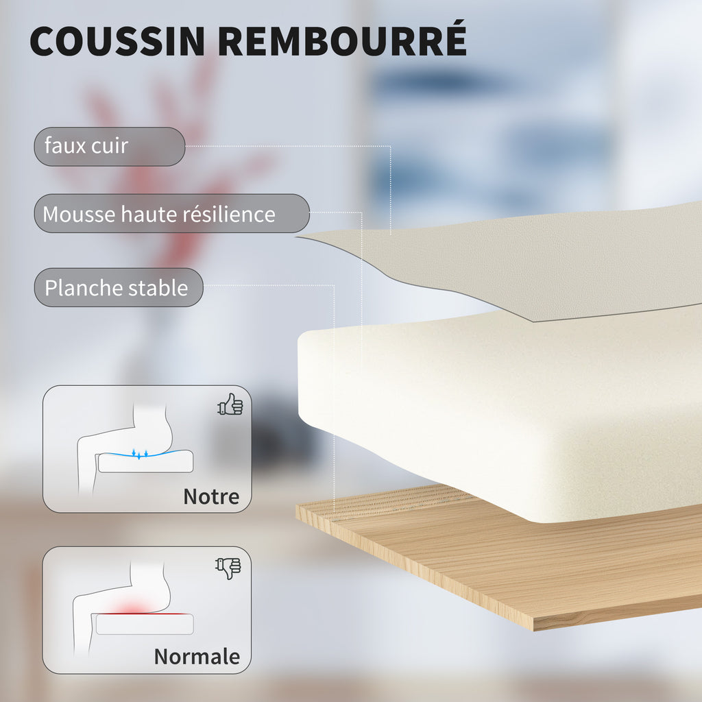 Chaise Bureau Ergonomique, Fauteuil de Bureau avec Dossier Inclinable, Hauteur Réglable, 65x67x111-119cm, Beige-4