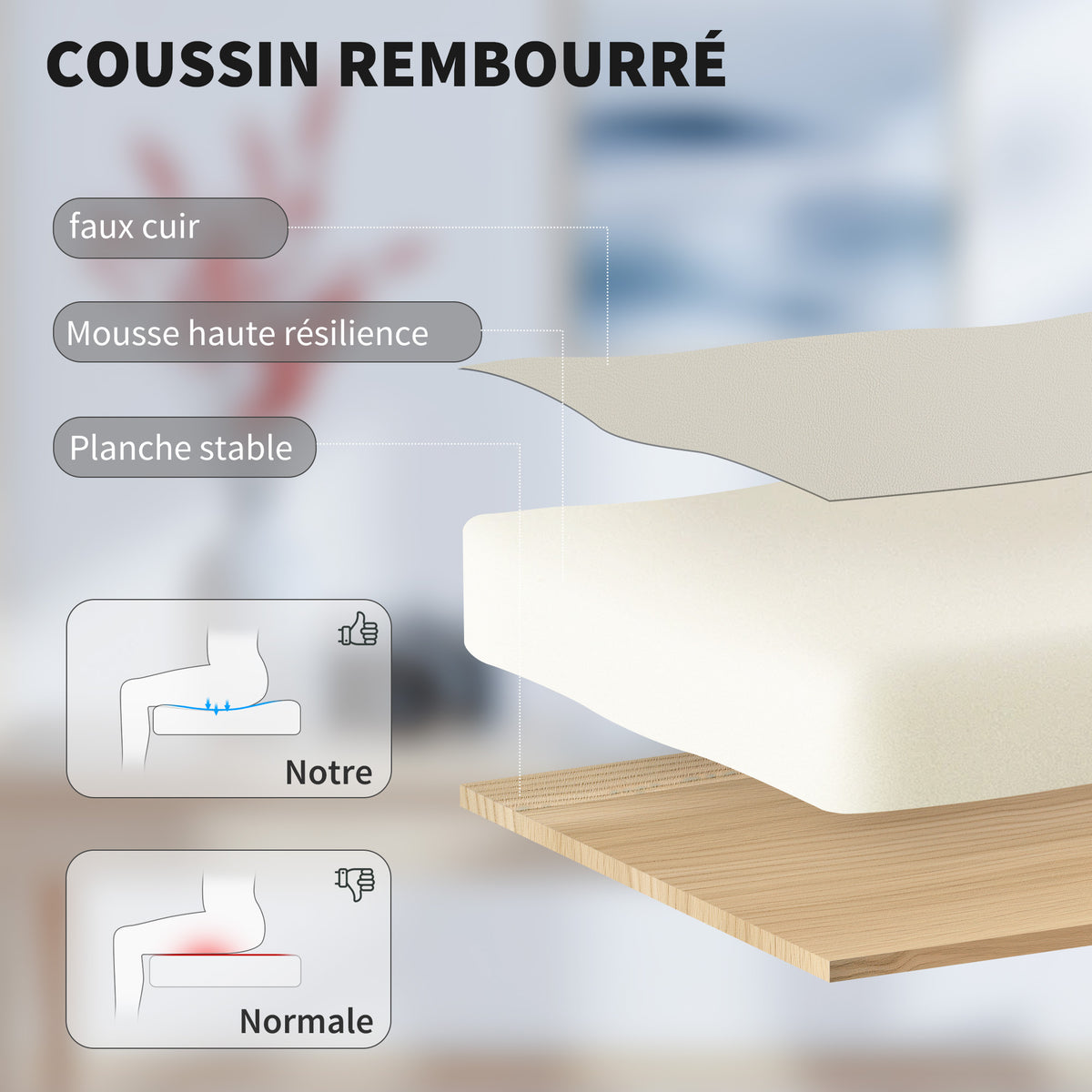 Chaise Bureau Ergonomique, Fauteuil de Bureau avec Dossier Inclinable, Hauteur Réglable, 65x67x111-119cm, Beige-4