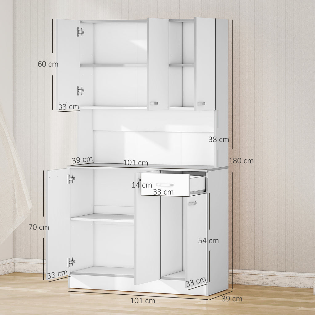 Buffet de cuisine armoire de cuisine contemporaine multi-rangements 6 portes 1 tiroir + grand plateau-2