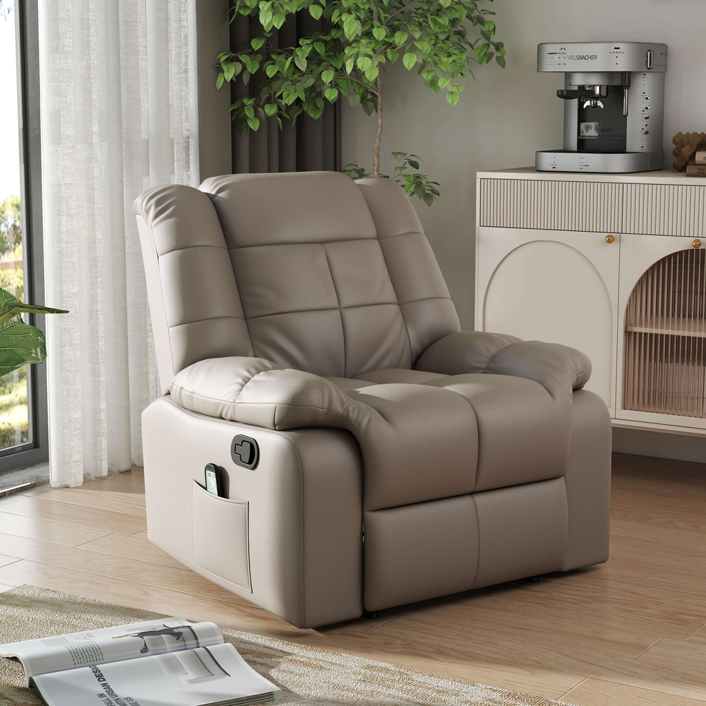 Fauteuil de massage fauteuil de relaxation massant avec dossier inclinable manuellement et repose-pied fauteuil TV revêtement synthétique télécommande incluse gris-7