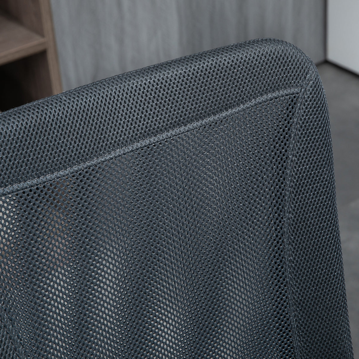 Chaise de bureau ergonomique hauteur réglable piètement chromé pivotant 360° revêtement maille gris foncé-7
