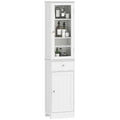 Meuble Colonne de Salle de Bain Placard Porte Acrylique 2 étagères Placard Porte 1 étagère tiroir MDF Blanc-0
