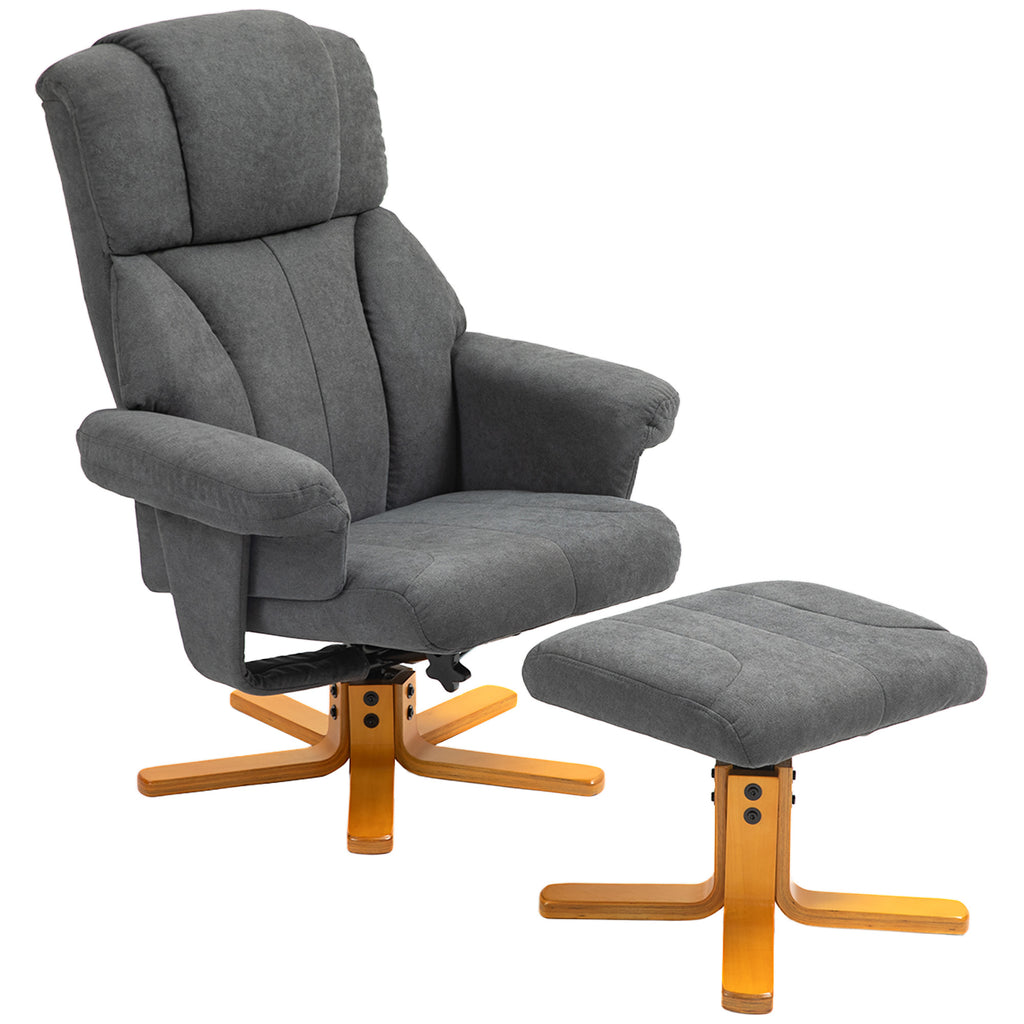 Fauteuil relax avec repose-pied, fauteuil de relaxation, dossier inclinable, assise rembourrée, 79x80x104cm, gris foncé-0