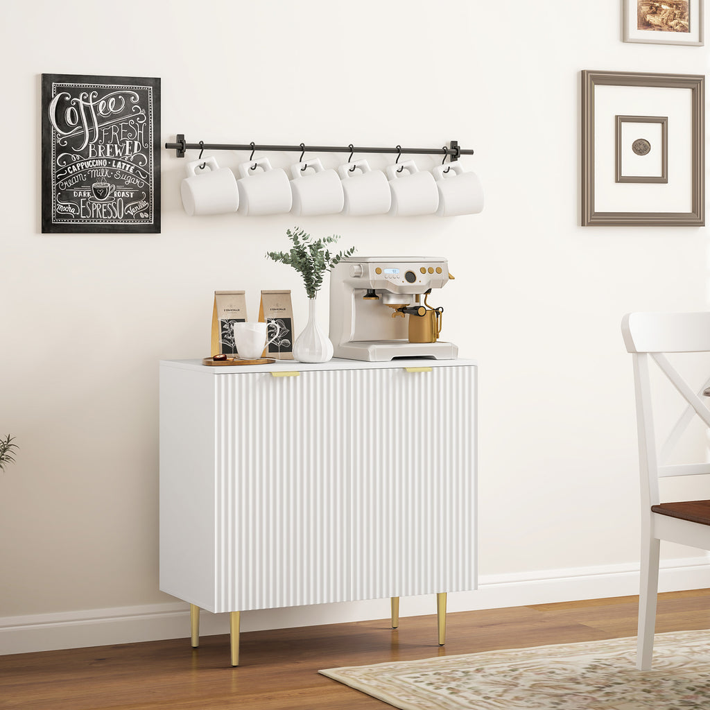 Buffet Cuisine, Meuble de Rangement avec 2 Portes, Étagère Réglable, Pieds Métalliques Surélevés, 80 x 40 x 80 cm, Blanc-7