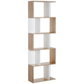 Bibliothèque à 5 niveaux, meuble de rangement en forme de S avec étagères, étagère de rangement blanc-0