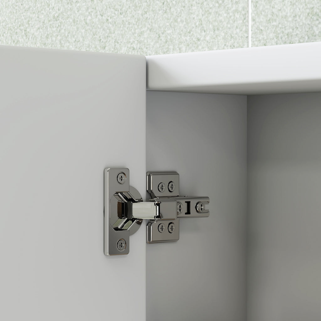 Armoire murale salle de bain avec miroir, armoire de toilette 3 portes miroir, étagères réglables, 91,5x11,5x65cm, blanc-8