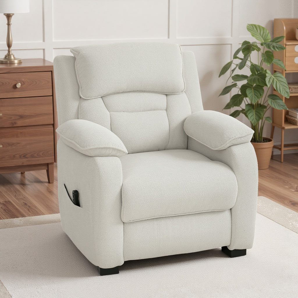 Fauteuil relax électrique fauteuil inclinable port USB repose-pieds poches latérales télécommande 86x90x103cm beige-9
