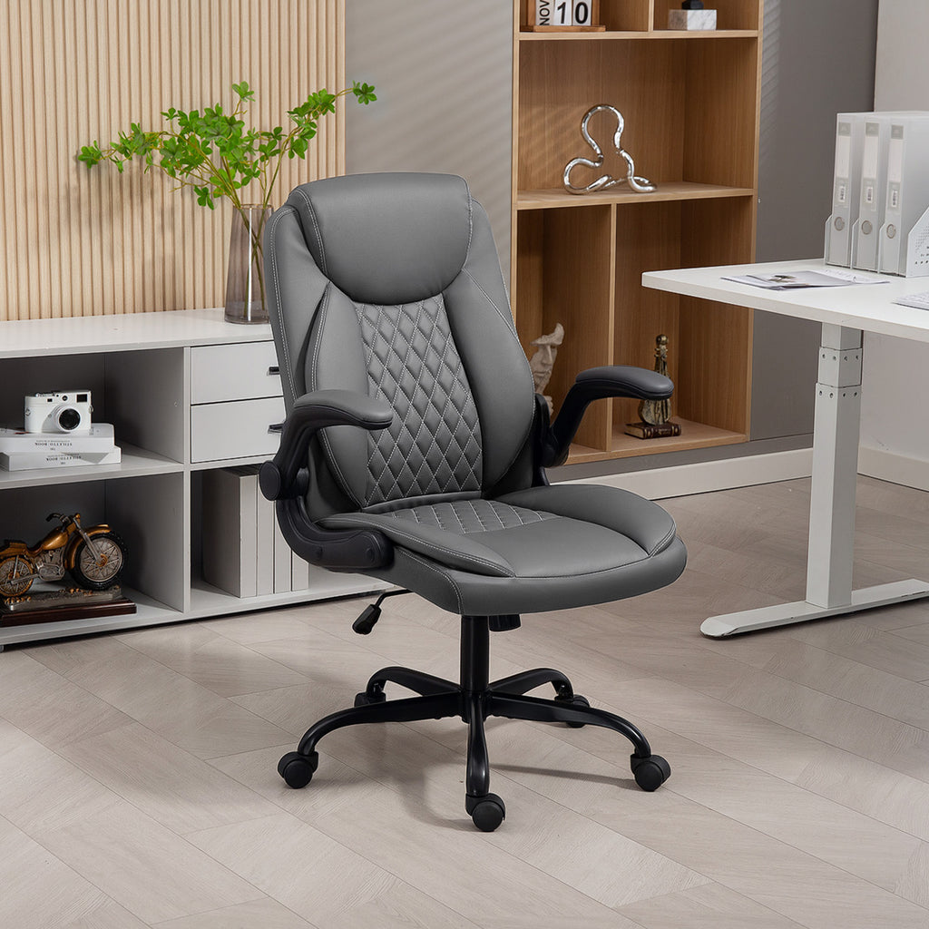 Fauteuil de bureau, chaise bureau ergonomique avec accoudoirs relevables, hauteur réglable, fonction de bascule, gris-9
