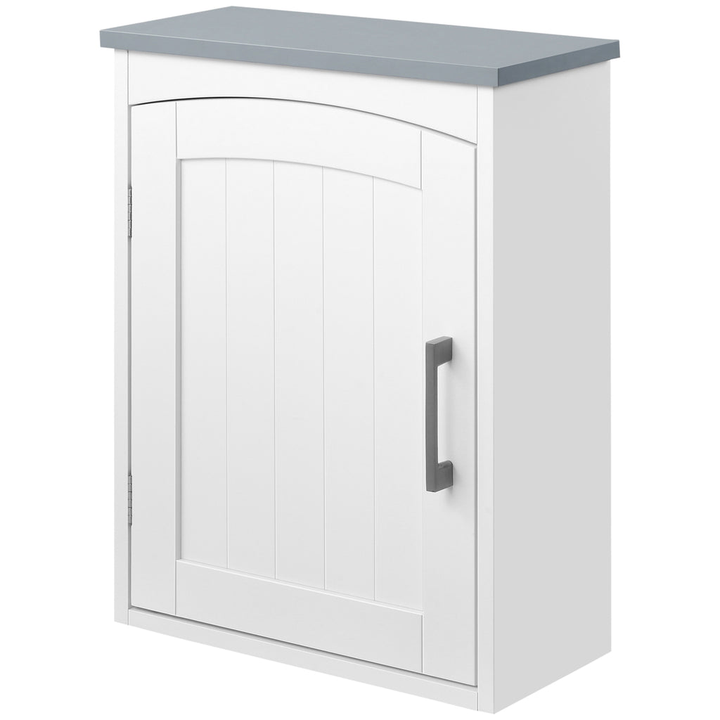 Meuble wc suspendu armoire à pharmacie murale armoire salle de bain rangement avec porte et étagère réglable - 41 x 18,5 x 52 cm - MDF - blanc-0