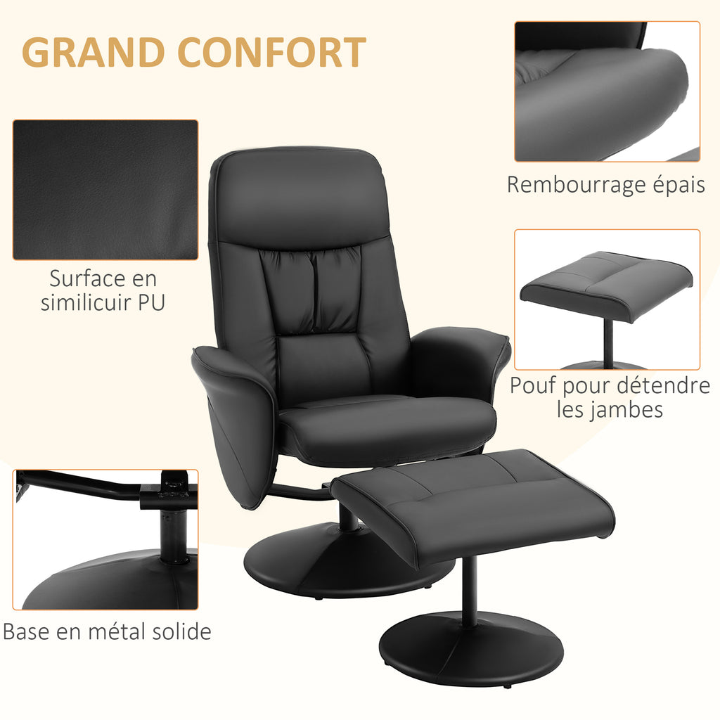 Fauteuil relax avec repose-pied fauteuil de relaxation relaxant pivotant 360° et dossier inclinable pour TV-5