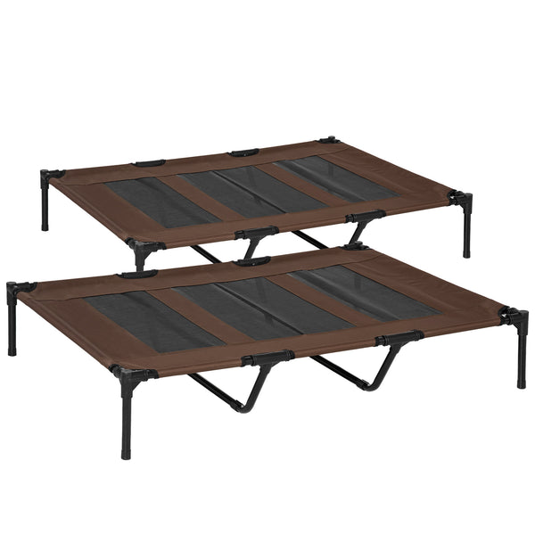 Set di 2 lettini rialzati XXL per cani e gatti 122 × 92 cm, marrone