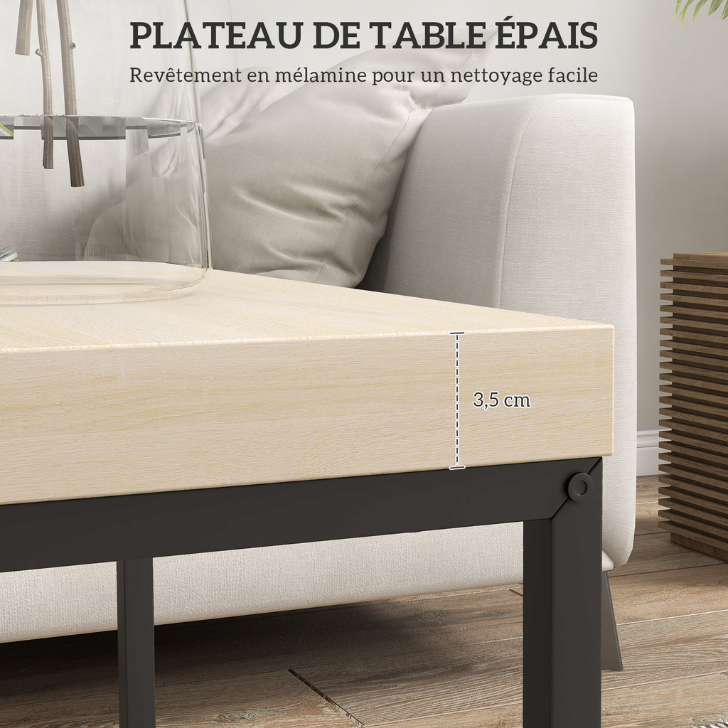 Lot de 2 tables gigognes tables basses carrées tables de salon cadre en acier et plateaux en panneaux de particules-5