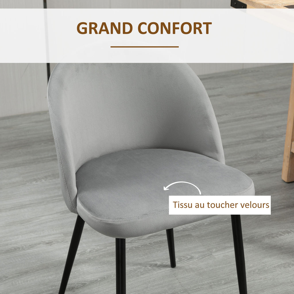 Lot de 4 chaises salle à manger chaise de cuisine scandinave chaise en velours rembourrée avec pieds effilés en métal, pour salon, salle à manger, multicolore-4