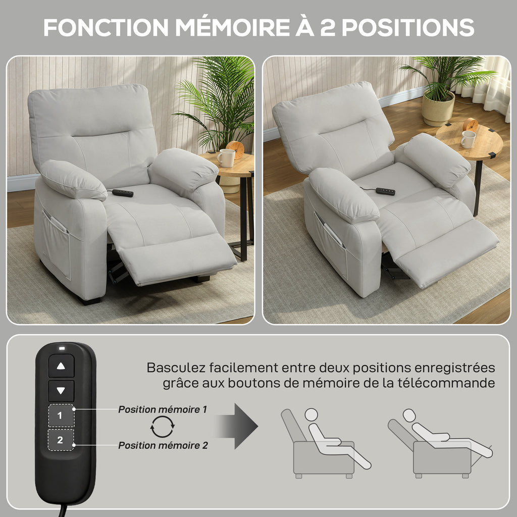 Fauteuil relax électrique fauteuil inclinable port USB repose-pieds poches latérales télécommande 96x90x103cm crème-6