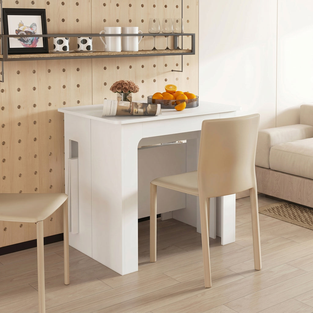 Table à manger pliante, table pliante cuisine extensible jusqu'à 6 personnes, pour petits espaces, salle à manger, blanc-9