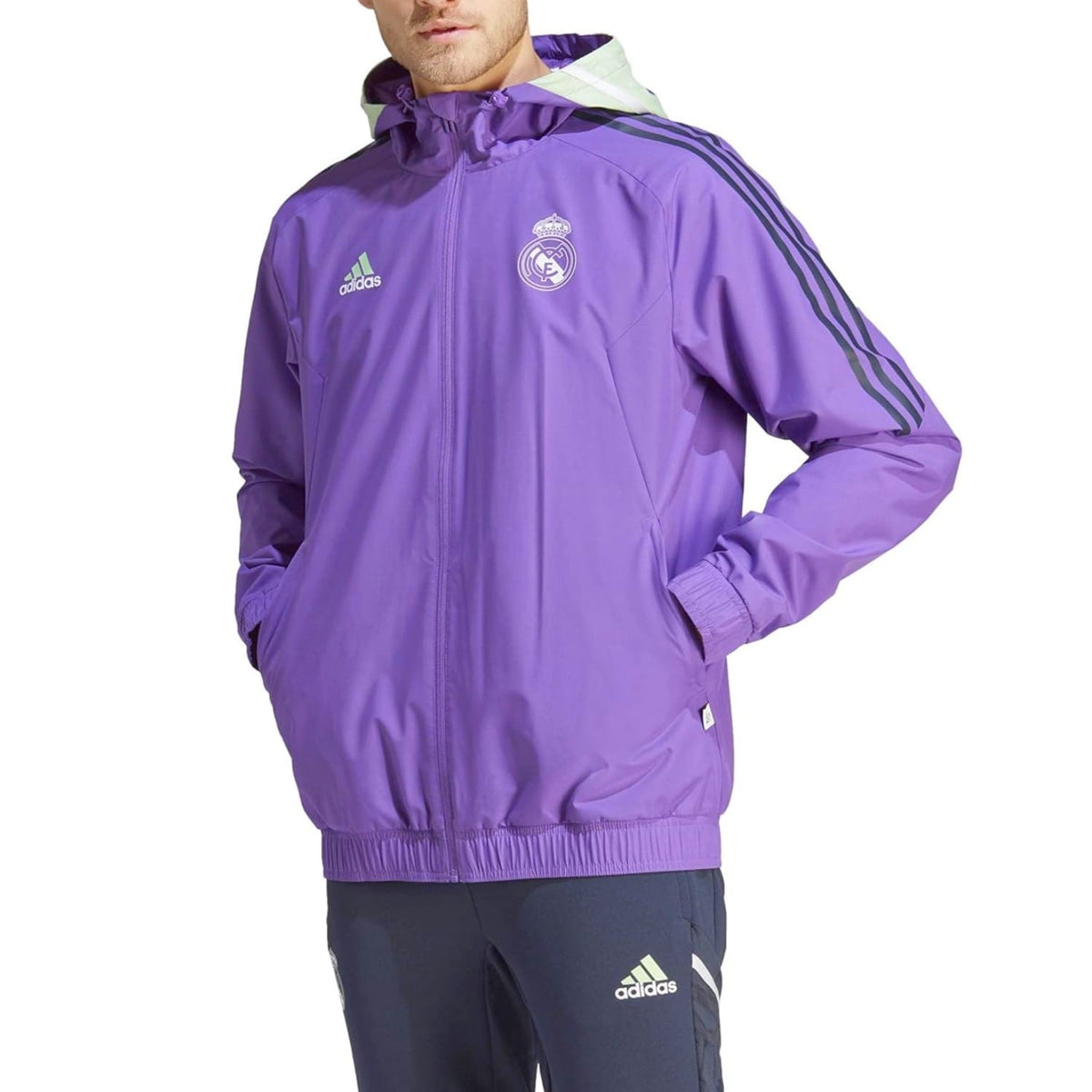 Real Madrid soccer training rain jacket 2023 purple - Adidas-1