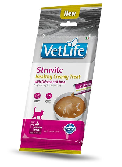 FARMINA VET LIFE FELINE HEALTHY CREAMY TREAT - STRUVITE (4 x 15 GR.)