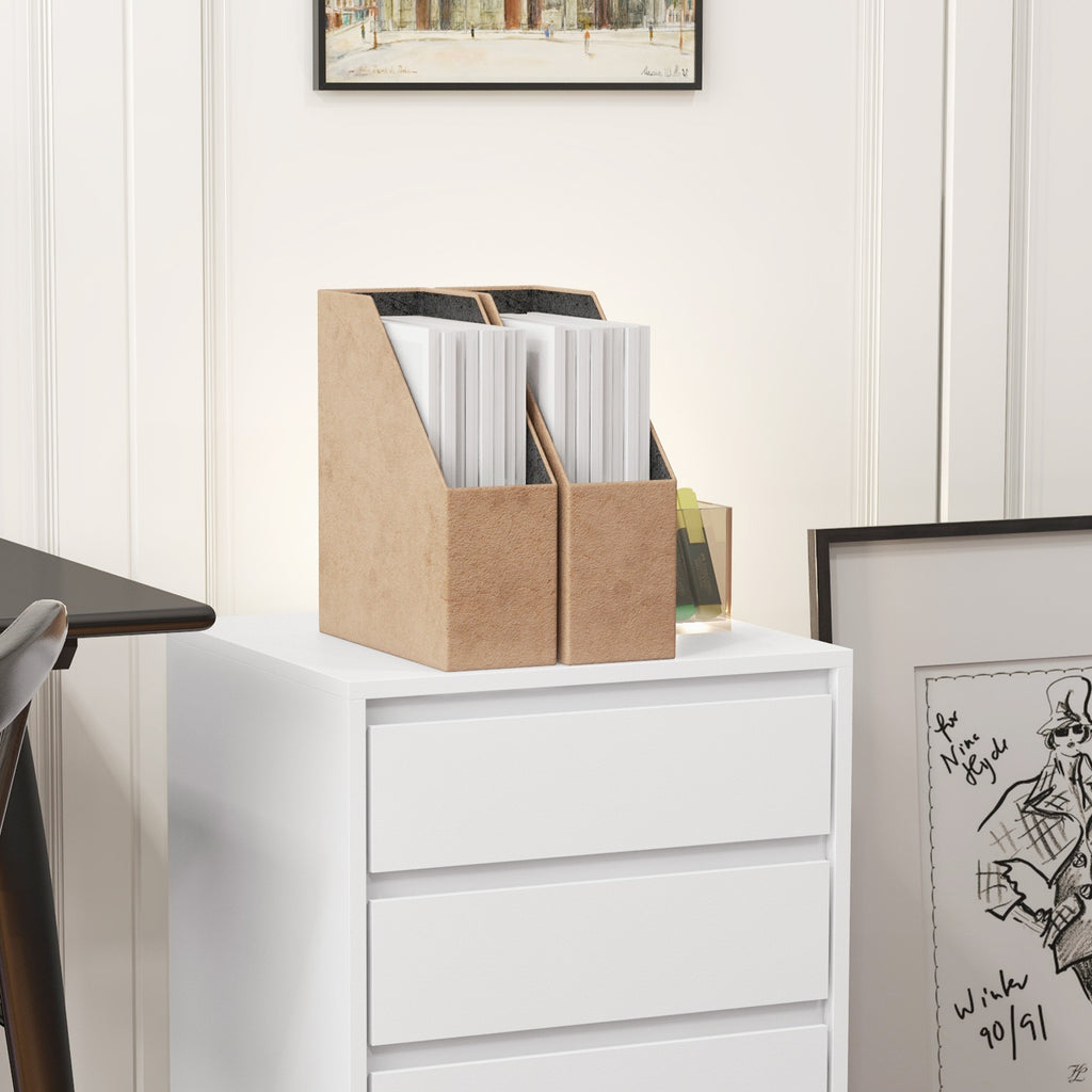 Caisson de bureau rangement bureau sur roulettes 4 tiroirs coulissants en bois aspect bois blanc-8