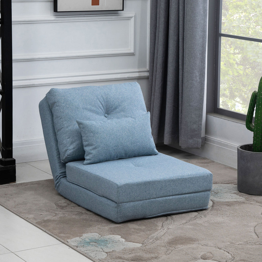 Chauffeuse canapé-lit convertible fauteuil 1 place avec 1 coussin avec dossier réglable, bleu-1