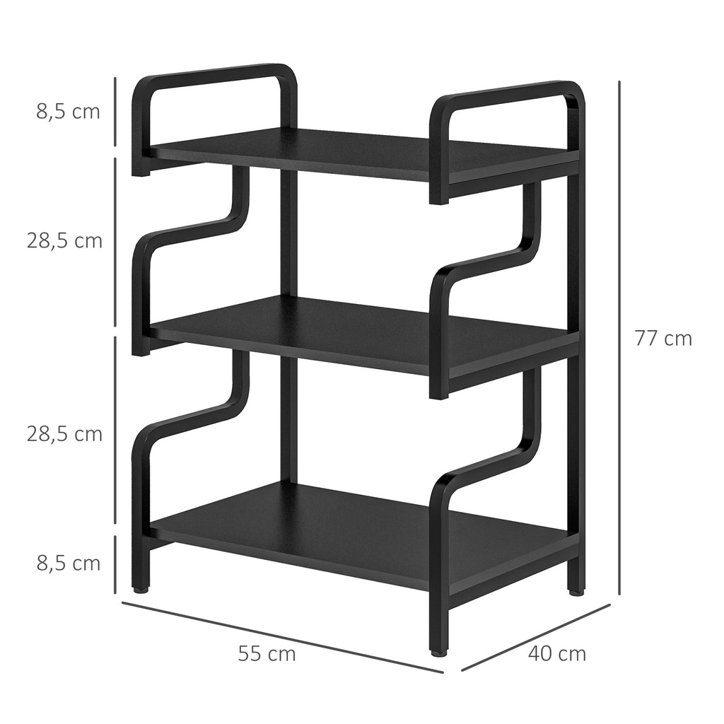 Étagère de rangement à 3 niveaux étagère en métal design industriel structure en acier 55 x 40 x 77 cm Noir-2