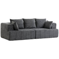 Canapé 3 places en chenille 248 cm, canapé salon moderne, large assise rembourrée, coussins à ressorts, gris-0