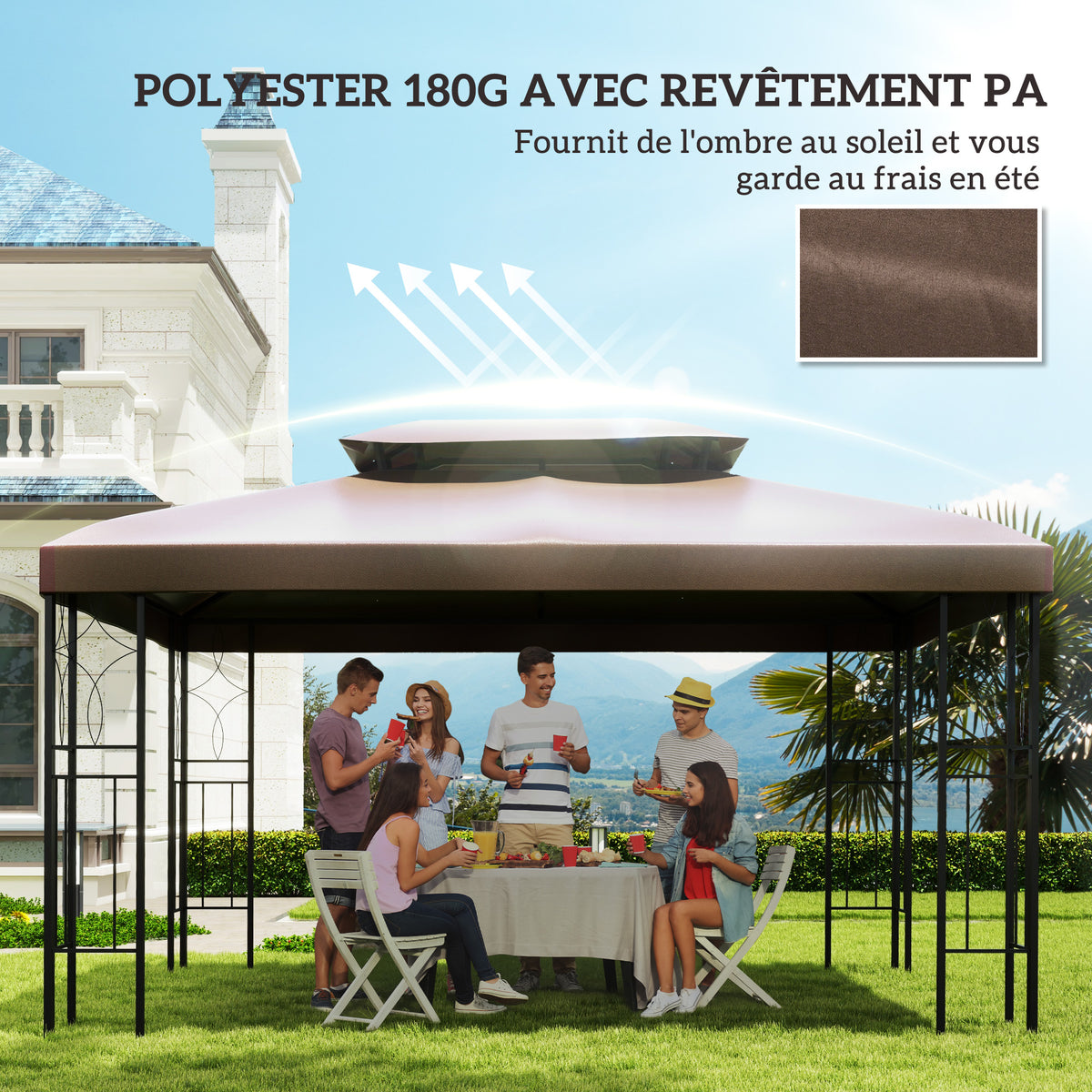 Toit de Rechange pour Tonnelle Marron  3 x 4 m-5