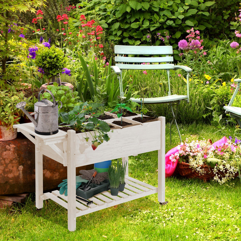 Jardinière sur Pied - Potager sur roulettes - étagère, Tablette Rabattable, Inserts d'irrigation, Feutre de Drainage-9