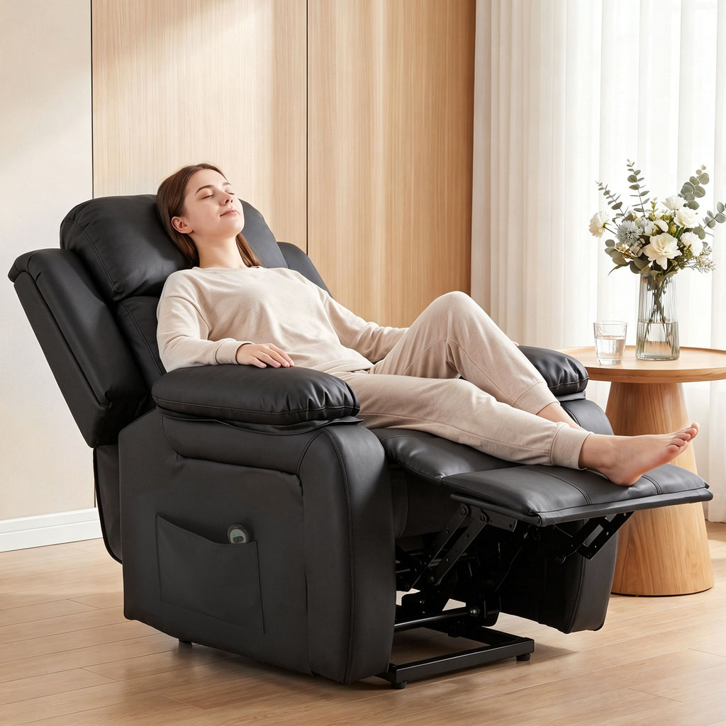 Fauteuil releveur électrique fauteuil relax électrique avec repose-pied télécommande et 2 pochettes 76x90x105cm noir-7