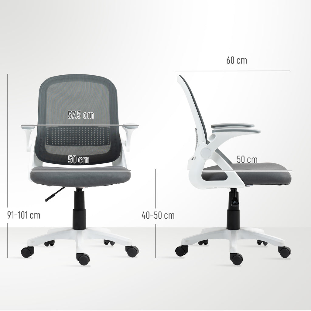 Chaise bureau ergonomique, fauteuil de bureau en maille avec accoudoirs relevables, hauteur réglable, gris-2