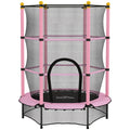 Trampoline Enfant Ø 1,40 × 1,90H m Filet de sécurité Porte zipée Couvre-Ressorts 6 poteaux rembourrés Inclus Rose-0