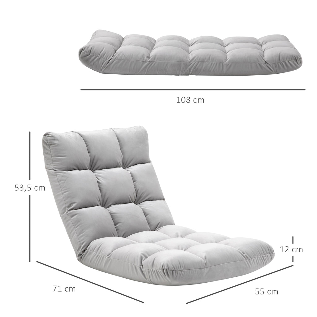 Fauteuil Convertible Fauteuil Paresseux Grand Confort Inclinaison Dossier Multipositions 90°-180° Flanelle Polyester capitonné Gris Clair-2